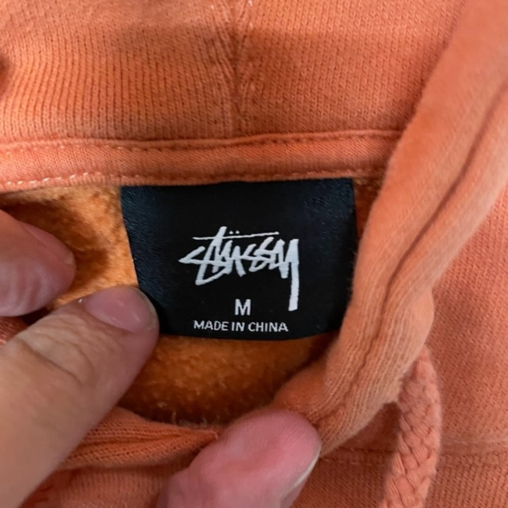 Big Logo Pullover Hoodie Men Medium Orange Stussy - Picture 7 of 11
